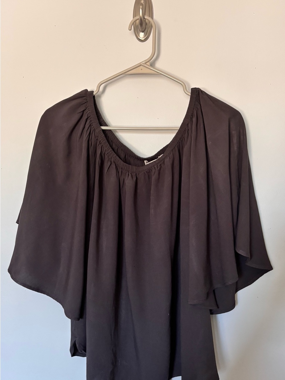 LOFT Black Off-Shoulder Flutter Sleeve Tunic